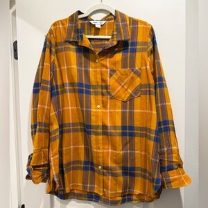 Plaid Orange and Blue Classic Button Down